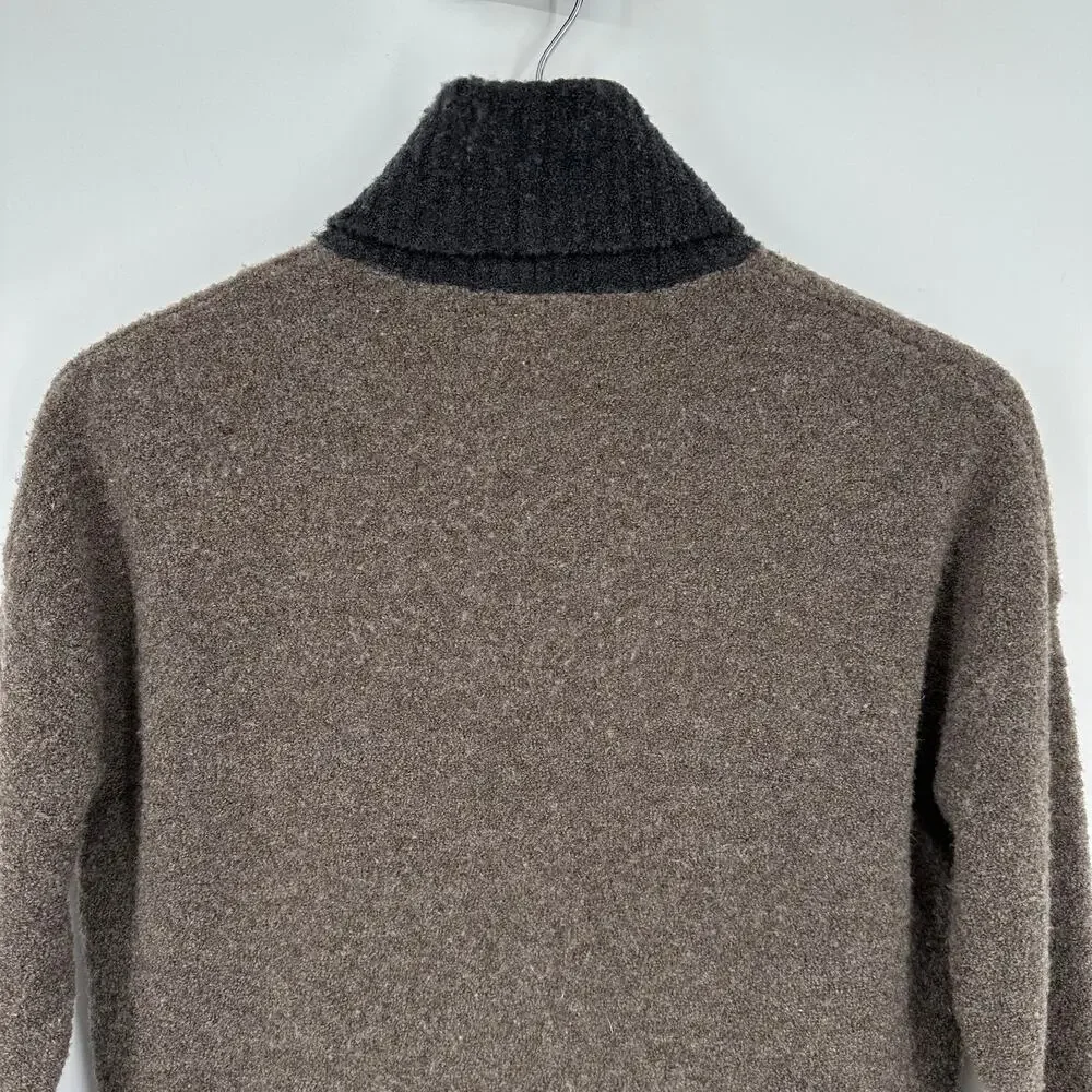 Eleventy Boiled Wool Blend Color Block Turtleneck Sweater